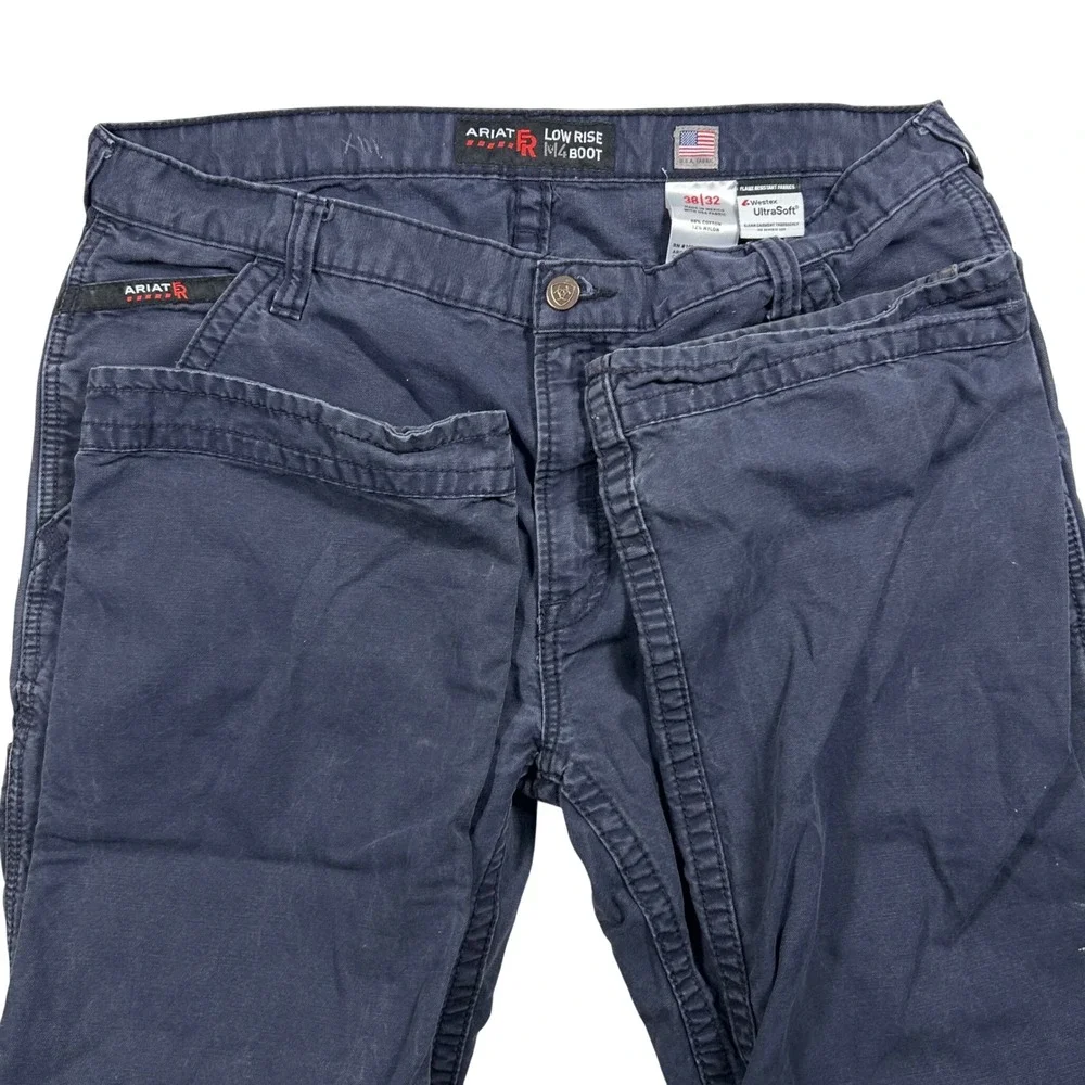 Ariat FR M4 Boot Cut Work Pants Mens 38x32 Navy Blue Flame Resistant CAT 2 NFPA